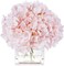 Enova Floral Silk Hydrangea Arrangement in Cube Glass Vase – Pink Artificial Flowers for Spring Tabletop Décor